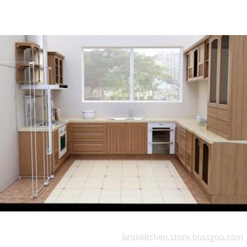 Walnut Verneering Finish Door Holly White Atifical Countertop Rustic Kitchen Cabinet